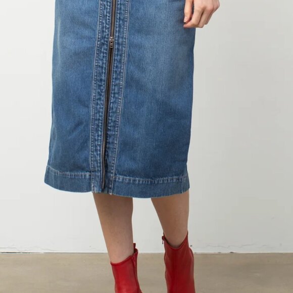 Exposed Zip Nonstretch Denim Pencil Skirt Closed Denim - Picture 6 of 15